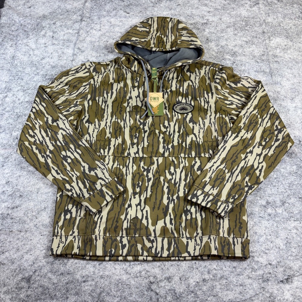 NWT Marsh Wear Nor'easter OG Bottomland Mens L Camo LS Pullover Hoodie Mossy Oak